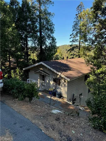 a view of a house with a yard and tree s