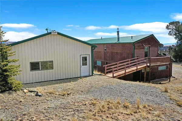 a view of a lake with a terrace