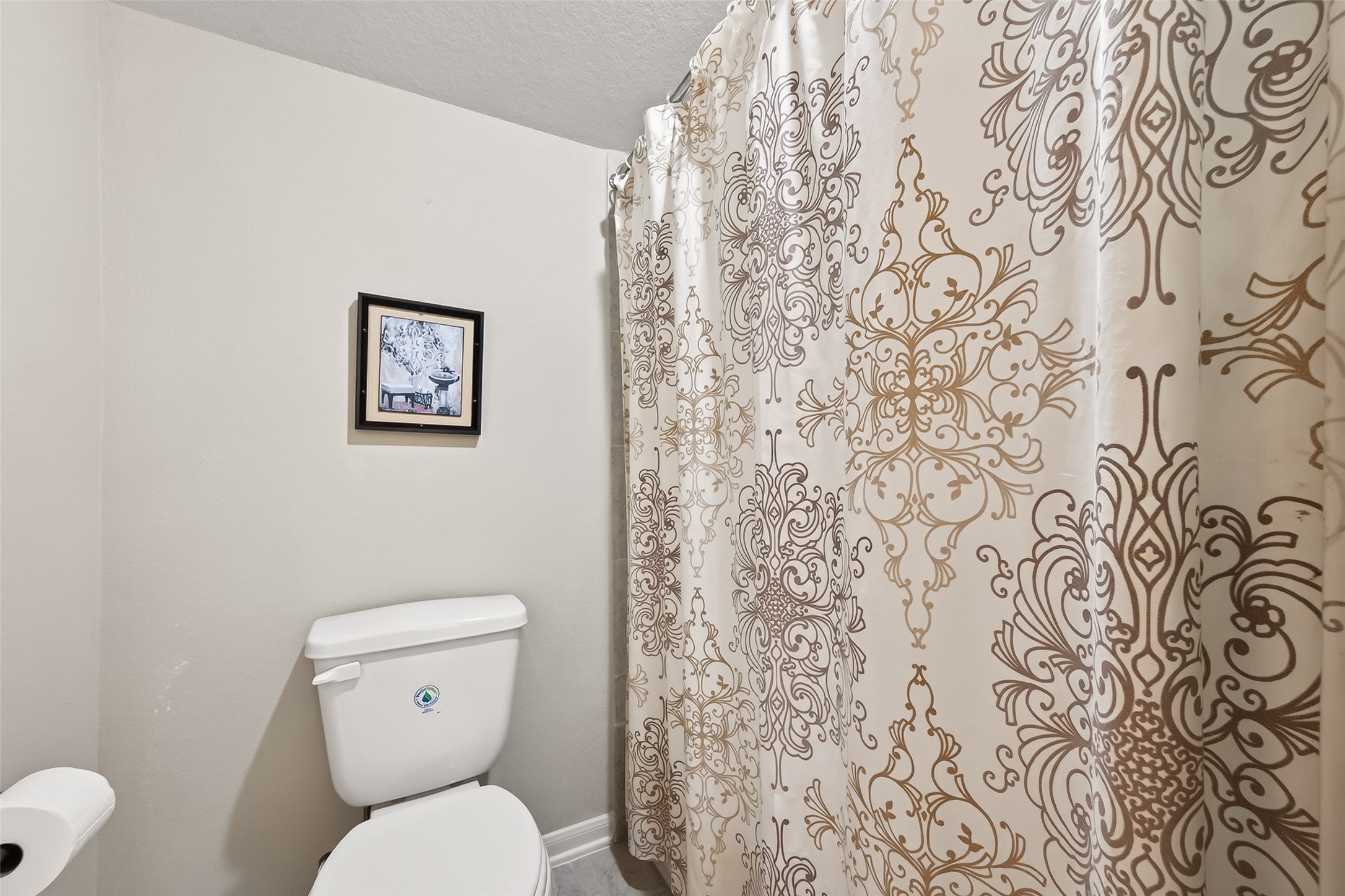 1122 Thyme Rise Lane Richmond, TX 77406 - Photo 42 of 50 a white toilet sitting next to a shower curtain