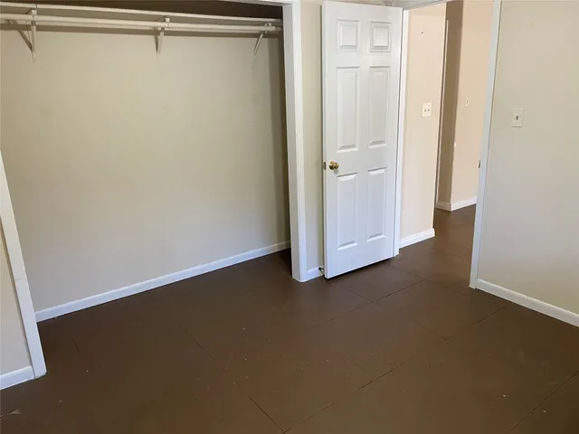 an empty room with a door