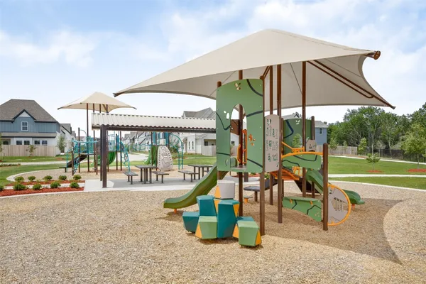 a view of a park with slide