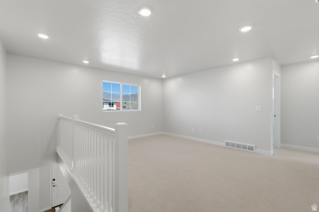 1353 Mapleton Hts Court Mapleton, UT 84664 - Photo 32 of 50 Vie w2 Loft Family Room with recessed lighting and light colored carpet