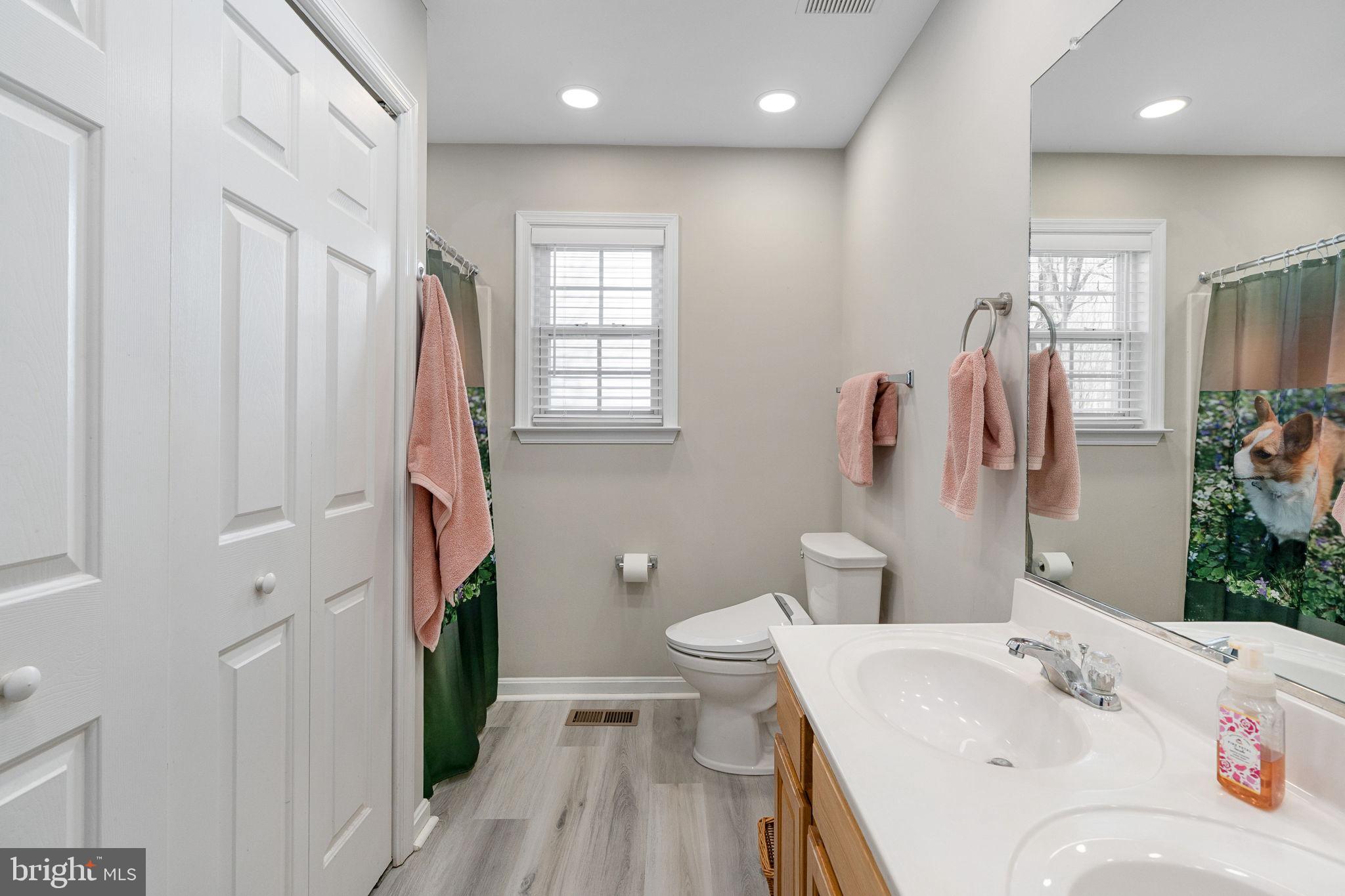 219 Santa Maria Avenue Colonial Beach, VA 22443 - Photo 19 of 52 a bathroom with a sink a toilet and shower curtain