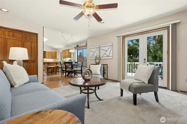 a living room with furniture