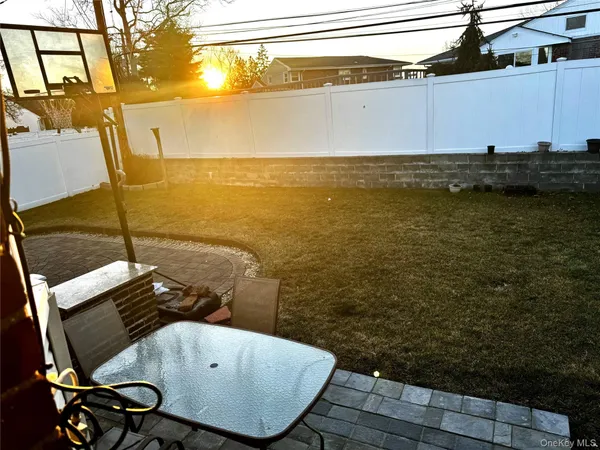 a view of a balcony with chair