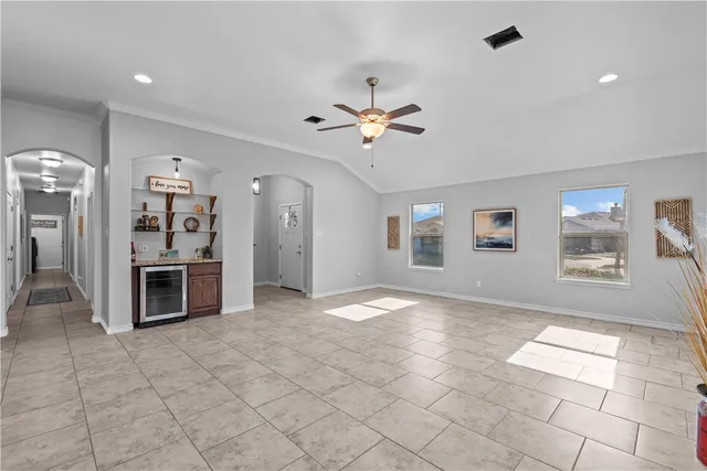 a view of a kitchen with furniture and a fireplace