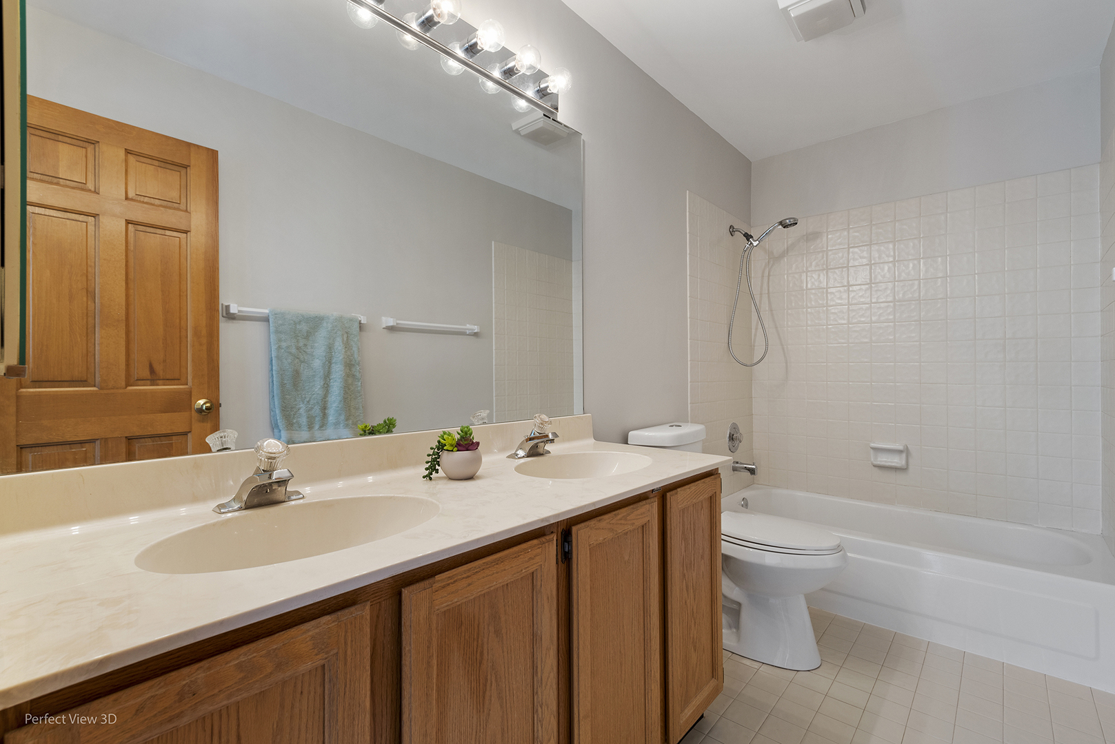 970 Amberwood Circle Naperville, IL 60563 - Photo 20 of 26 a bathroom with a sink double vanity granite toilet and a tub