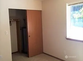 a view of a small space with a window