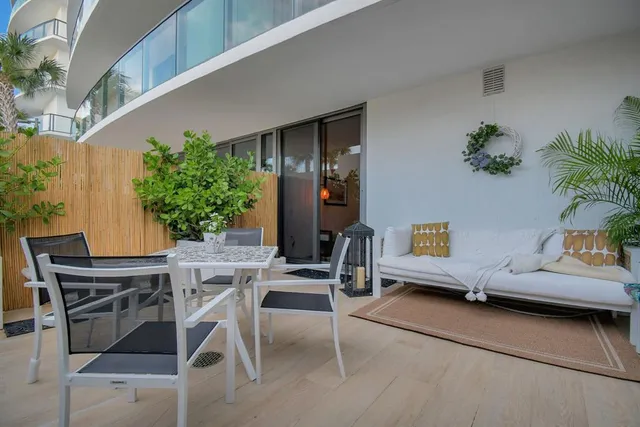 a view of an ocean with a city view