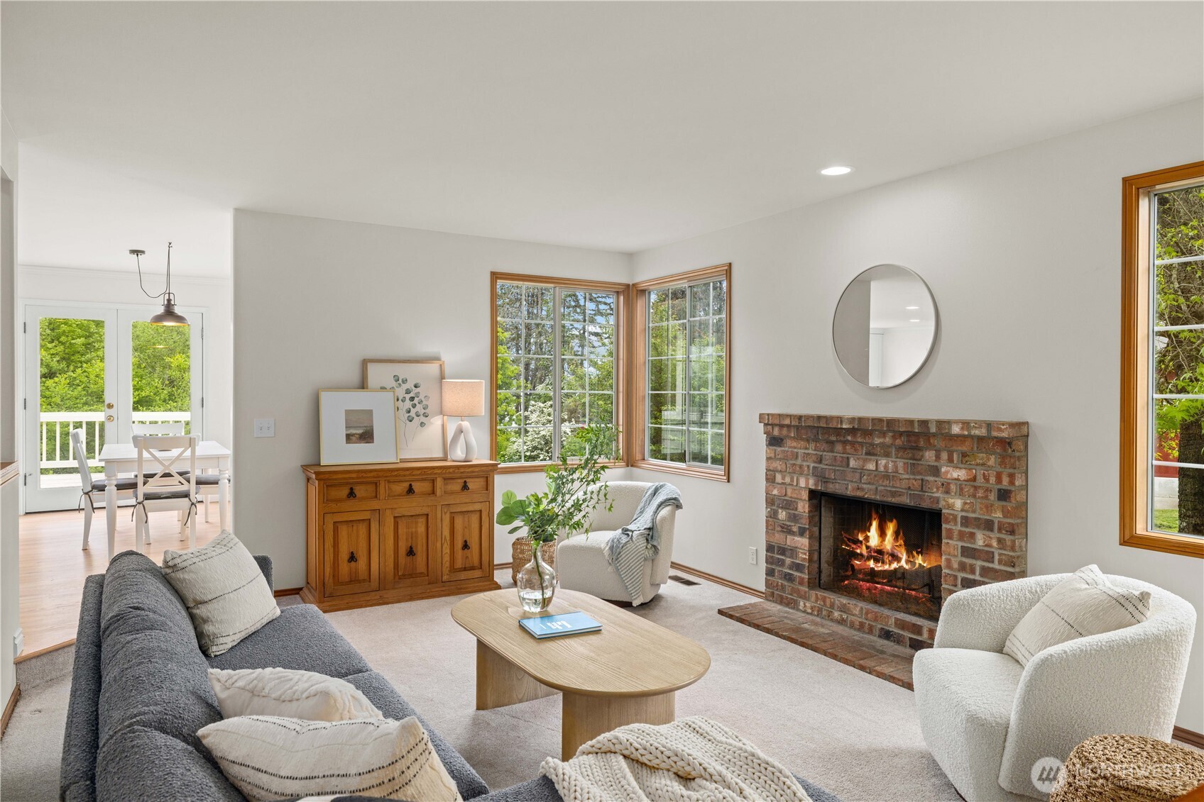 8484 Northeast County Park Road Bainbridge Island, WA 98110 - Photo 14 of 35 a living room with furniture fireplace and window