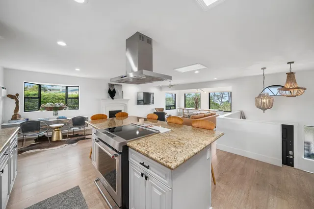 a kitchen with counter top space