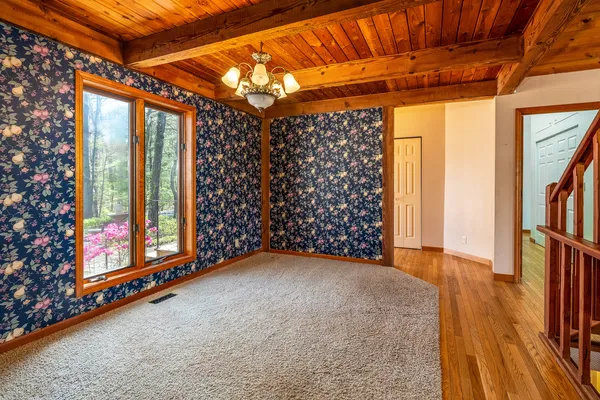 an empty room with windows
