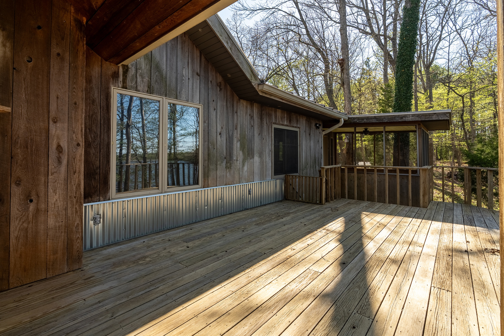 5 Lake Shore Court Carbondale, IL 62902 - Photo 10 of 50 a view of backyard with large trees and wooden floor