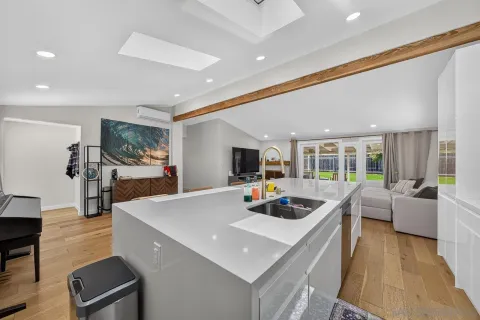 a view of a living room and dining room
