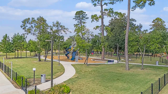 an aerial view of a park