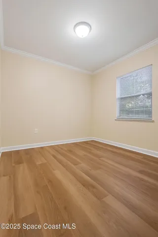 an empty room with a workspace