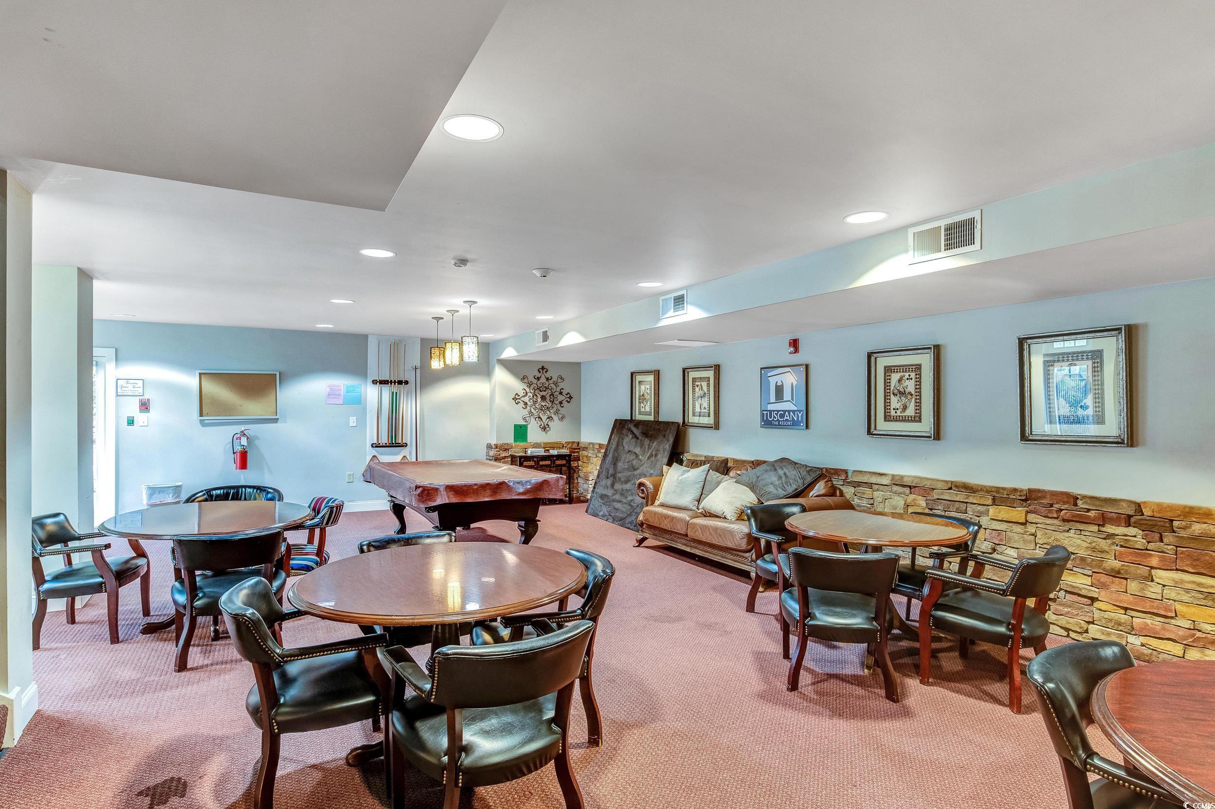 126 Viareggio Road Myrtle Beach, SC 29579 - Photo 39 of 40 Dining area with carpet floors, recessed lighting, and billiards