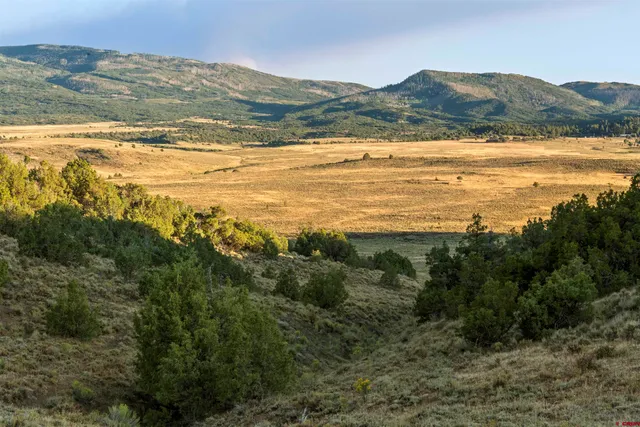 a view of an ocean and a mountain