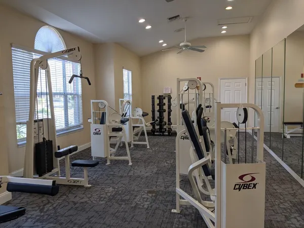 a view of a room with gym equipment