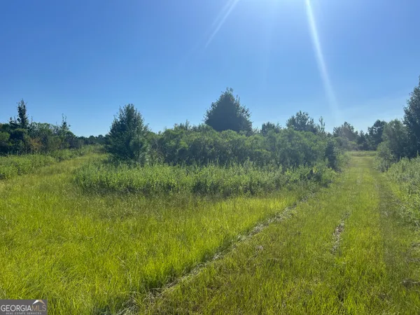 a view of a lake with a yard