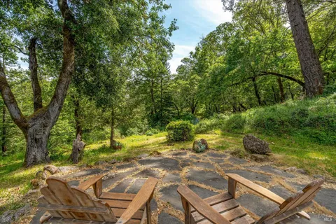 a view of a backyard with a garden