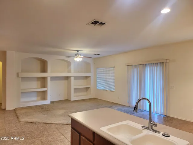 a room with a workspace