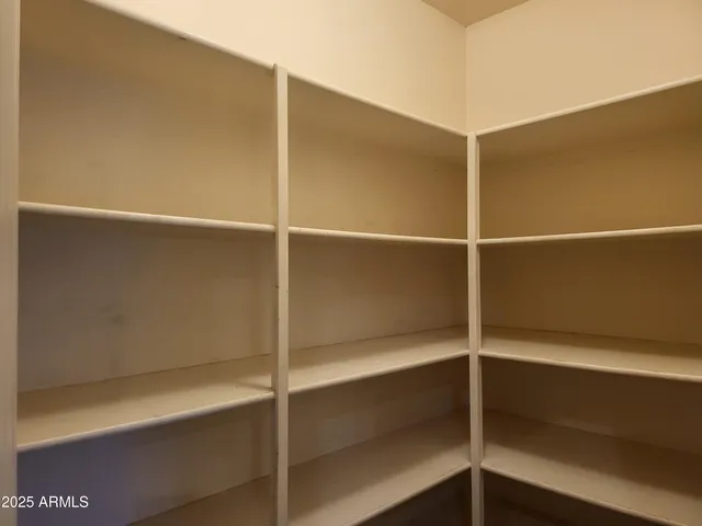 a view of an empty walk in closet