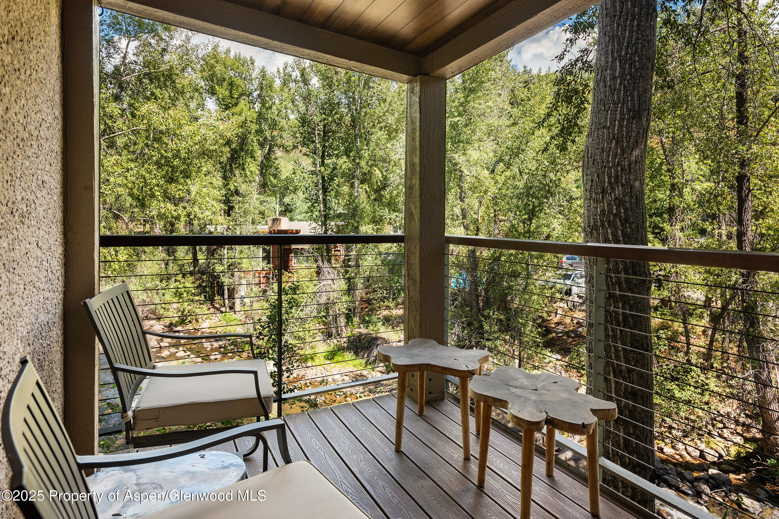 1034 East Cooper Avenue, Unit 26 Aspen, CO 81611 - Photo 22 of 23 a view of a balcony with wooden floor