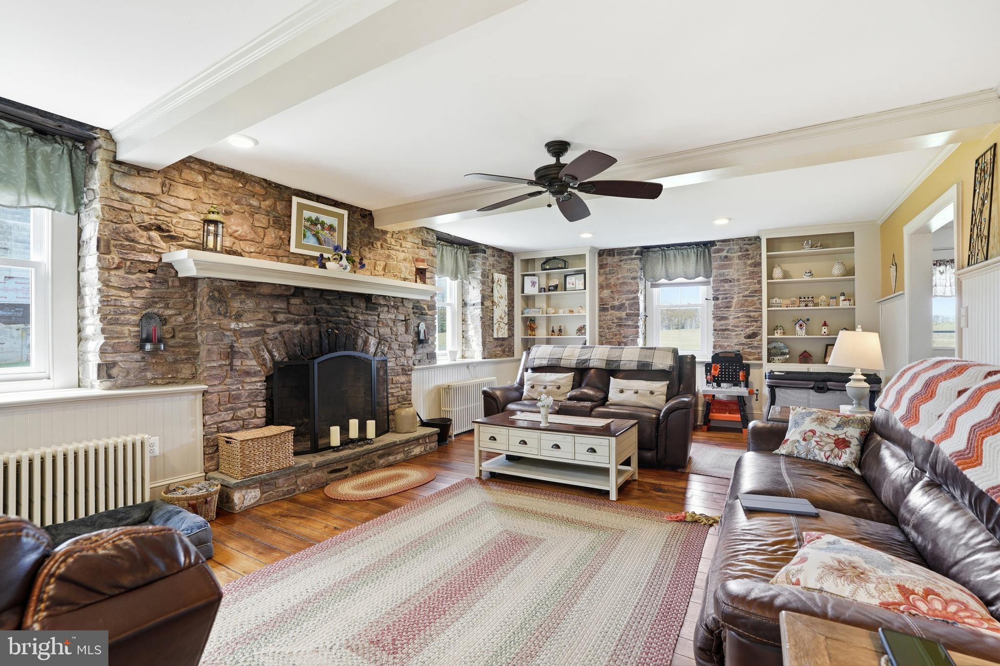 572 Halteman Road Souderton, PA 18964 - Photo 13 of 81 Living room with stone fire place