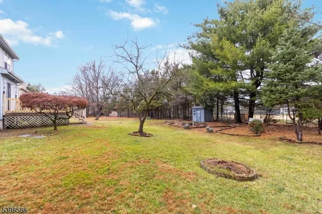 a swimming pool with lots of tress in the background