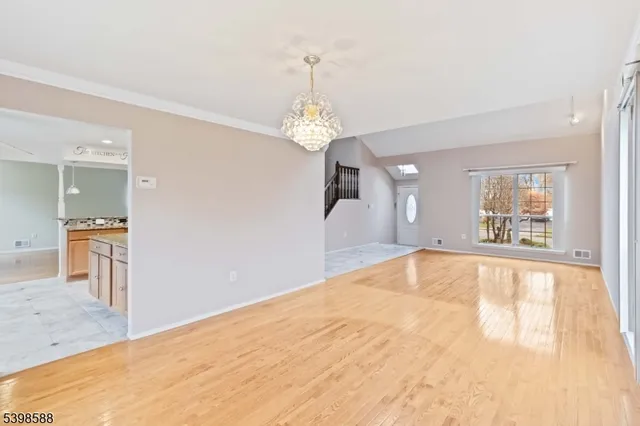 a view of a livingroom with a chandelier