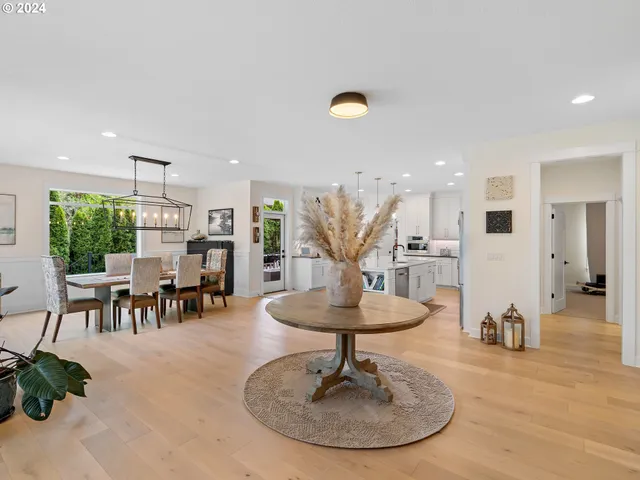 a dining room with furniture and a table