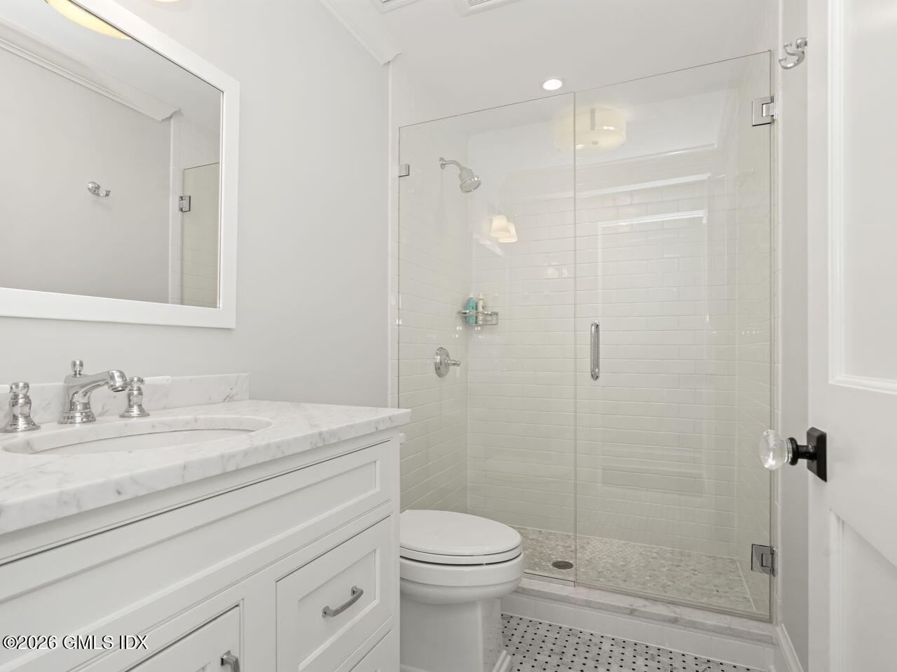 21 Lake Drive Riverside, CT 06878 - Photo 31 of 39 a bathroom with a sink a toilet and shower