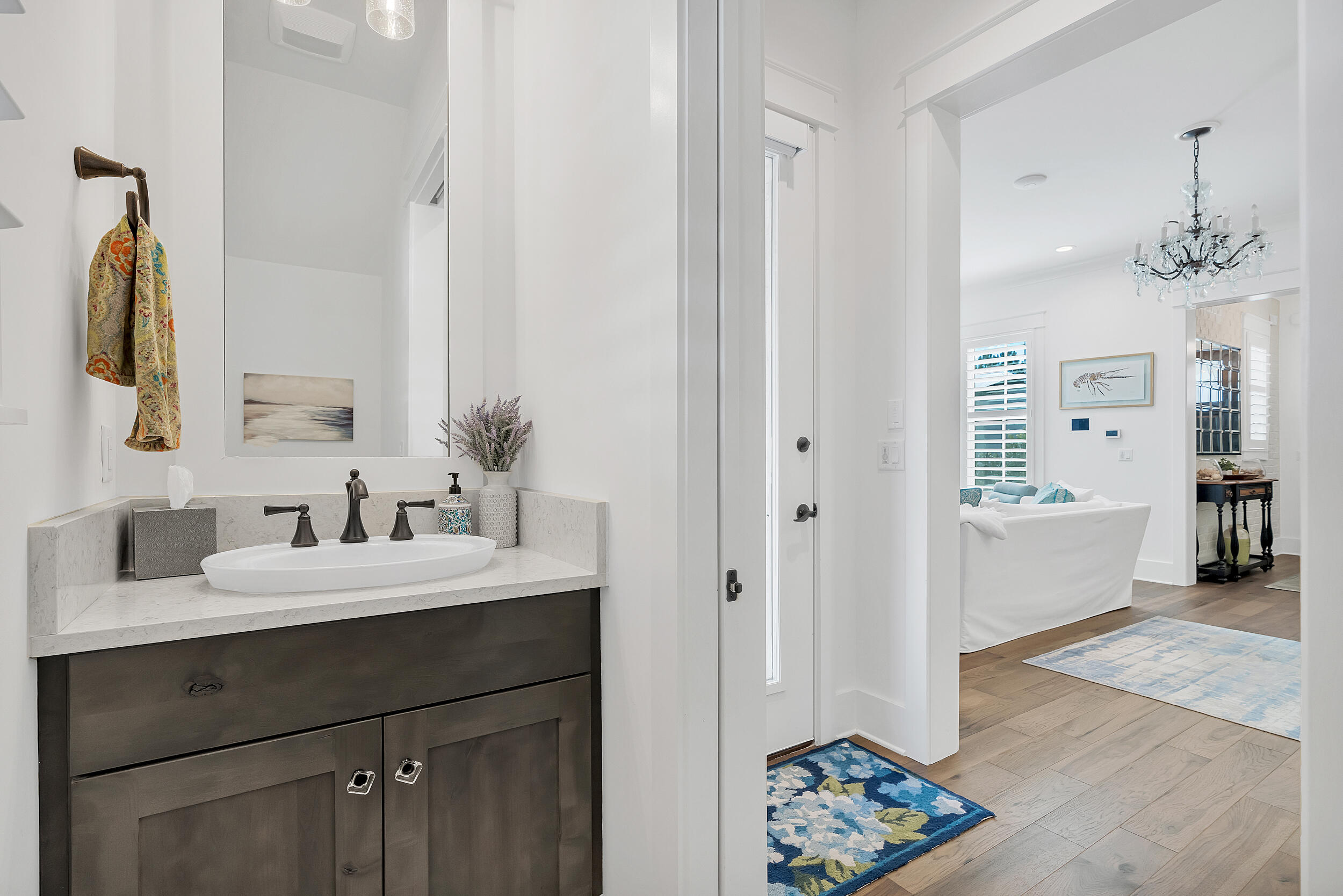 339 Ridgewalk Circle Santa Rosa Beach, FL 32459 - Photo 23 of 57 a bathroom with a sink a mirror and a bathtub