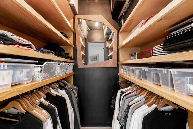 a room with a workspace