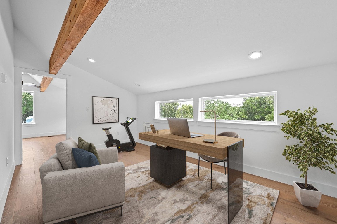 504 Normandy Street, Unit A Austin, TX 78745 - Photo 15 of 20 a living room with furniture and a potted plant