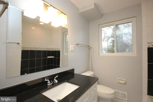 a bathroom with a sink a toilet a window and shower