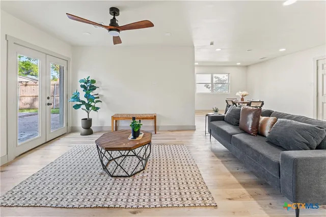 a living room with furniture