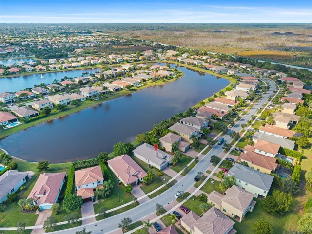 an aerial view of residential building with outdoor space