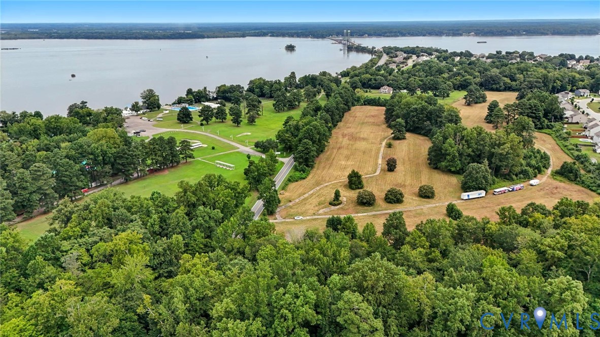 1100 Jordan Point Road Hopewell, VA 23860 - Photo 17 of 21 Aerial view of property's location with a large bo