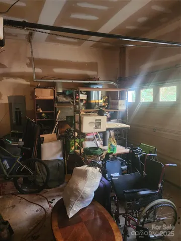 a view of a porch with seating space