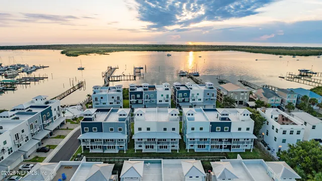 a view of a lake with a city