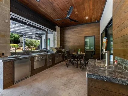 a kitchen with lots of counter top space