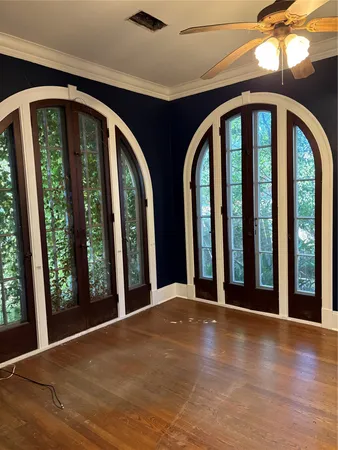 a view of a balcony with staircase