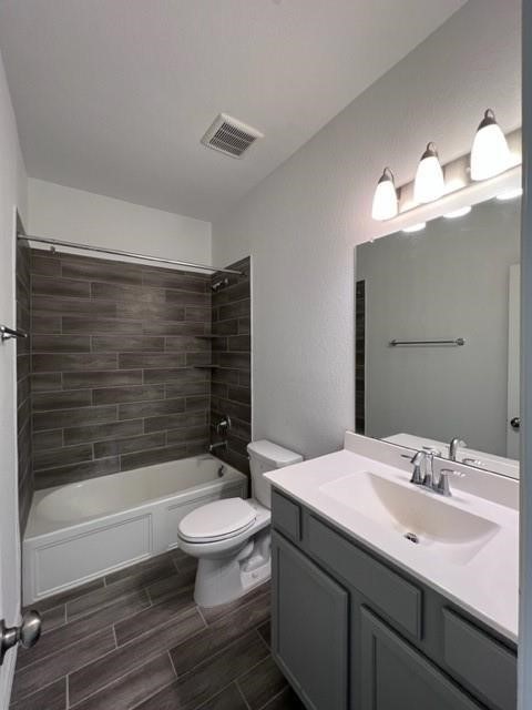 4826 Albany Ridge Lane Rosharon, TX 77583 - Photo 29 of 37 a bathroom with a sink a toilet a mirror and shower