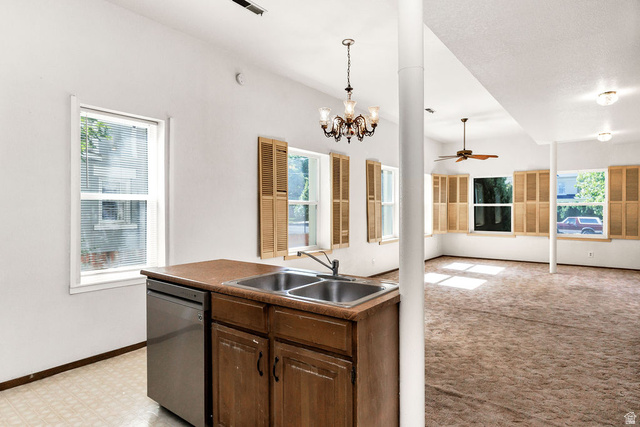 299 West Center Street, Unit 2 Logan, UT 84321 - Photo 9 of 46 Kitchenette area featuring a stainless steel dishwasher, double basin sink, and wood cabinetry