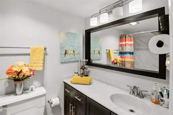 a view of a dining area with furniture