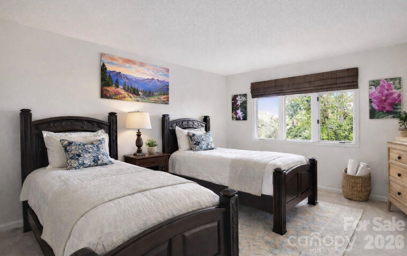 2902 Timber Trail Asheville, NC 28804 - Photo 13 of 16 a bedroom with two beds and a large window