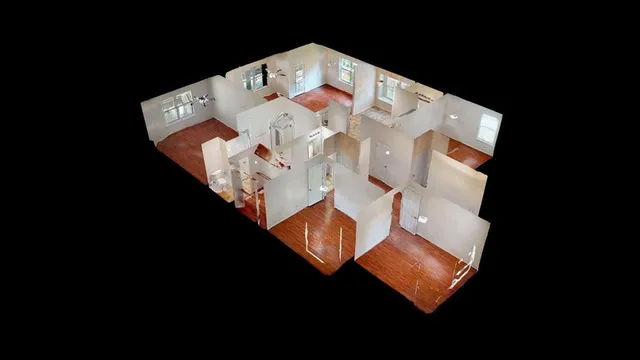 an aerial view of a house