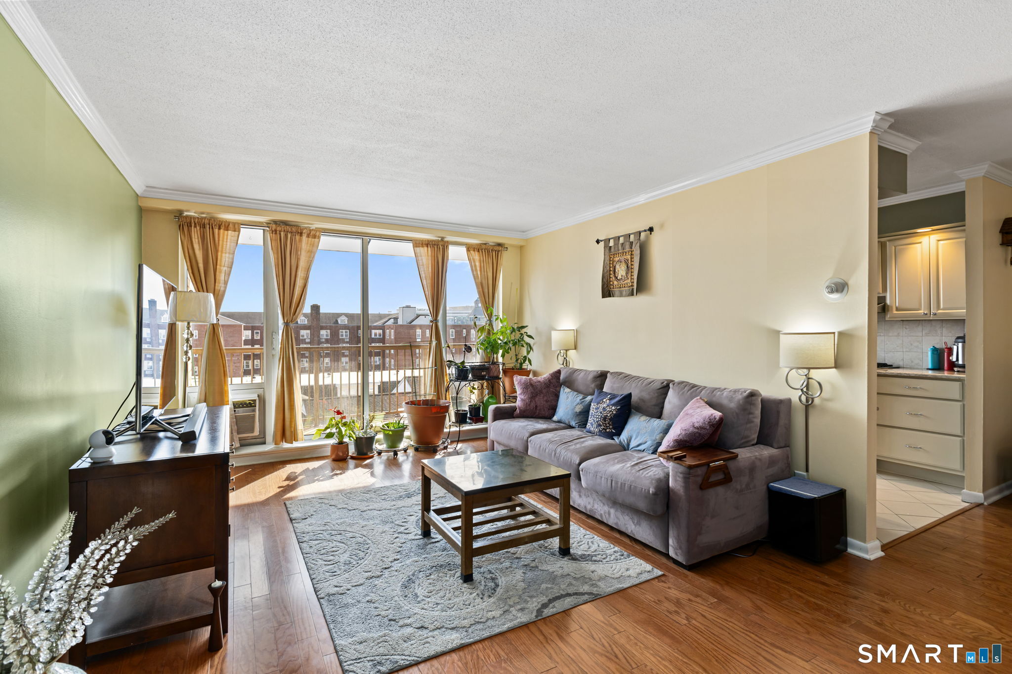 65 Glenbrook Road, Unit 6C Stamford, CT 06902 - Photo 4 of 26 Living Room opens to the balcony